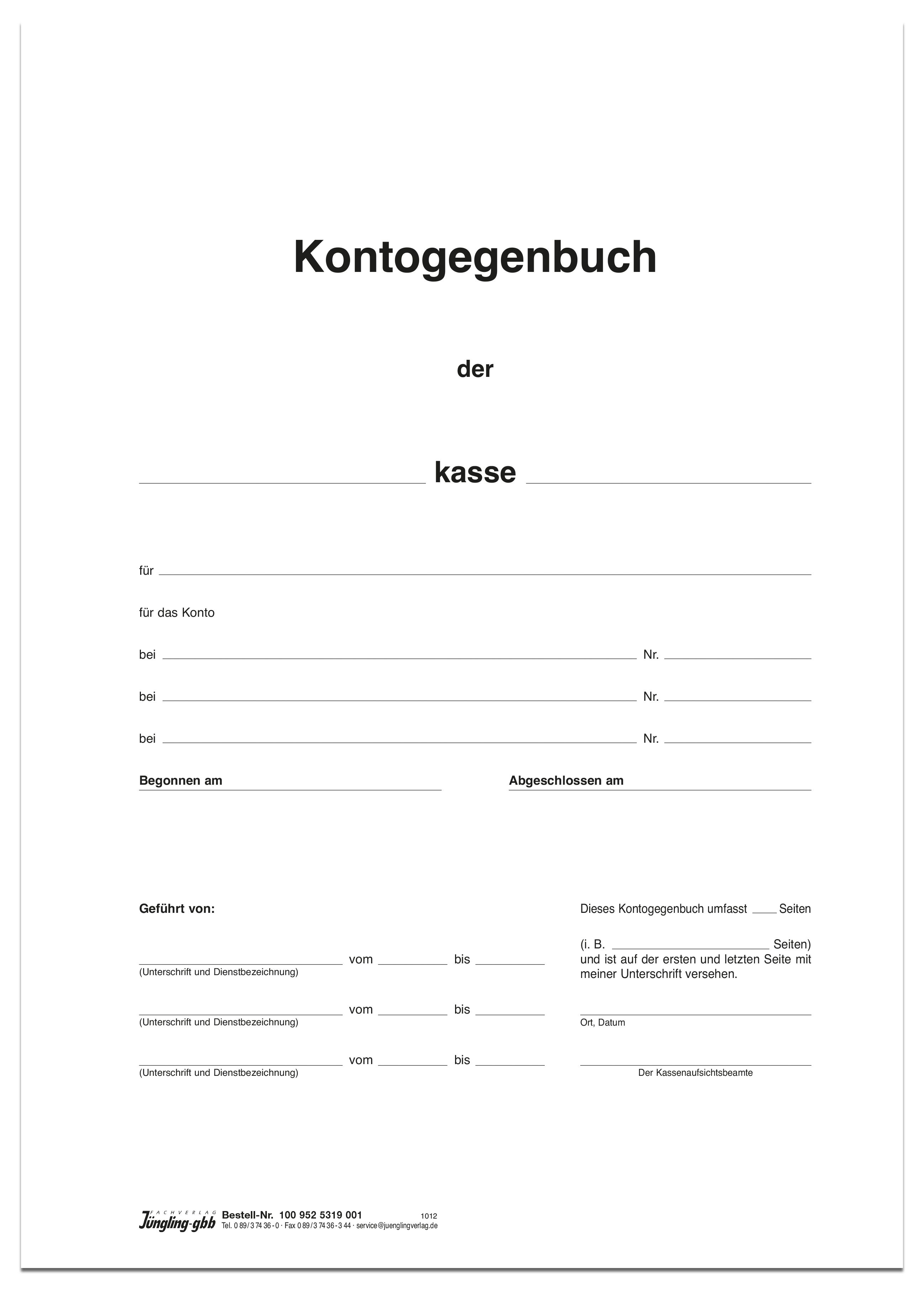 Kontogegenbuch 3-spaltig - Titelbogen, DIN A4 4-seitig