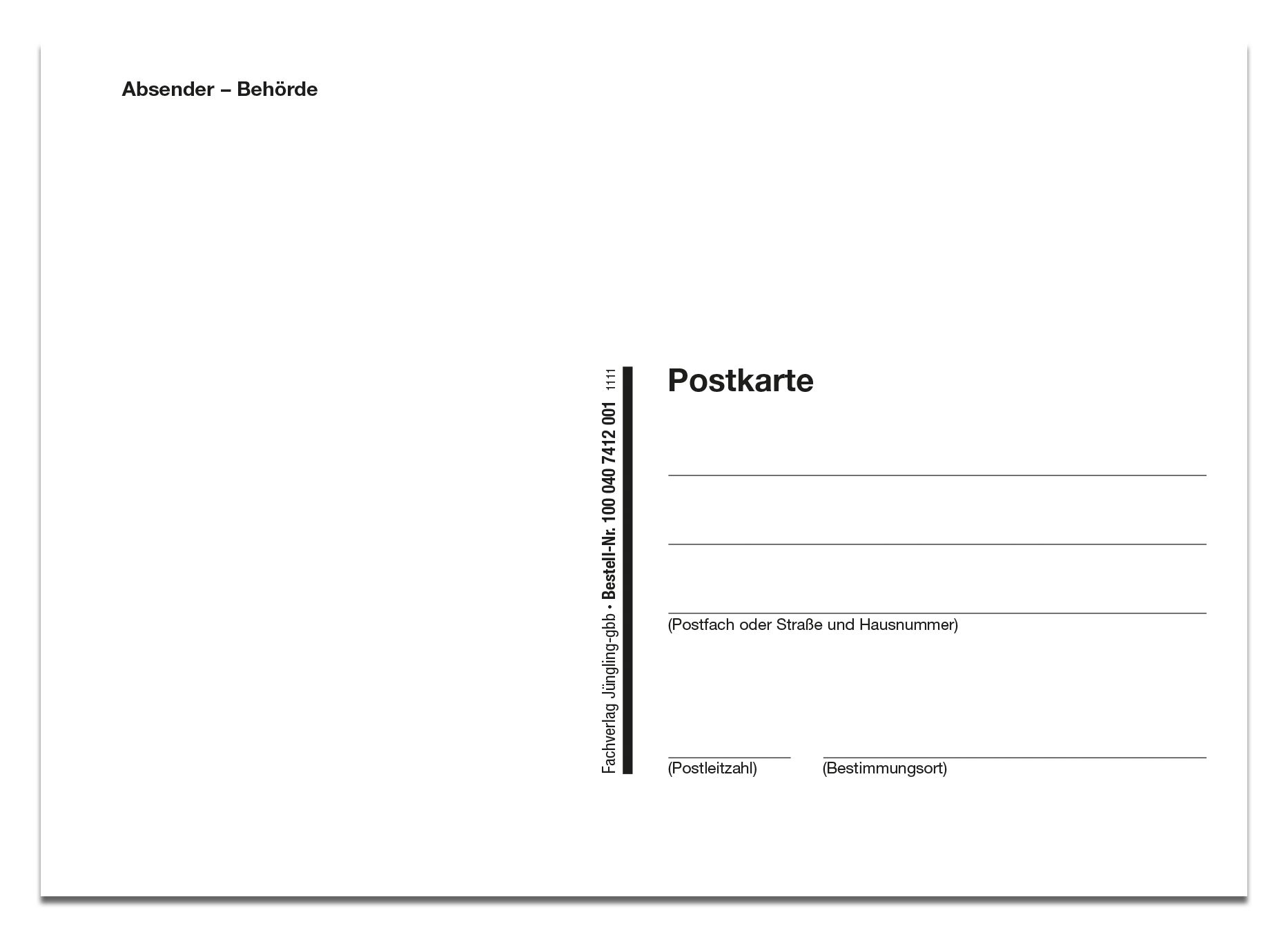 Terminvereinbarung (Vorladung), Postkarte