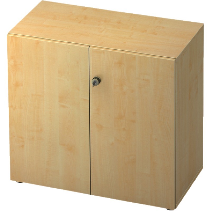 SoldanOffice Aktenschrank PROFI, 2 Ordnerhöhen mit Flügeltüren, B x H x T: 800 x 791 x 420 mm - Ahorn-Dekor