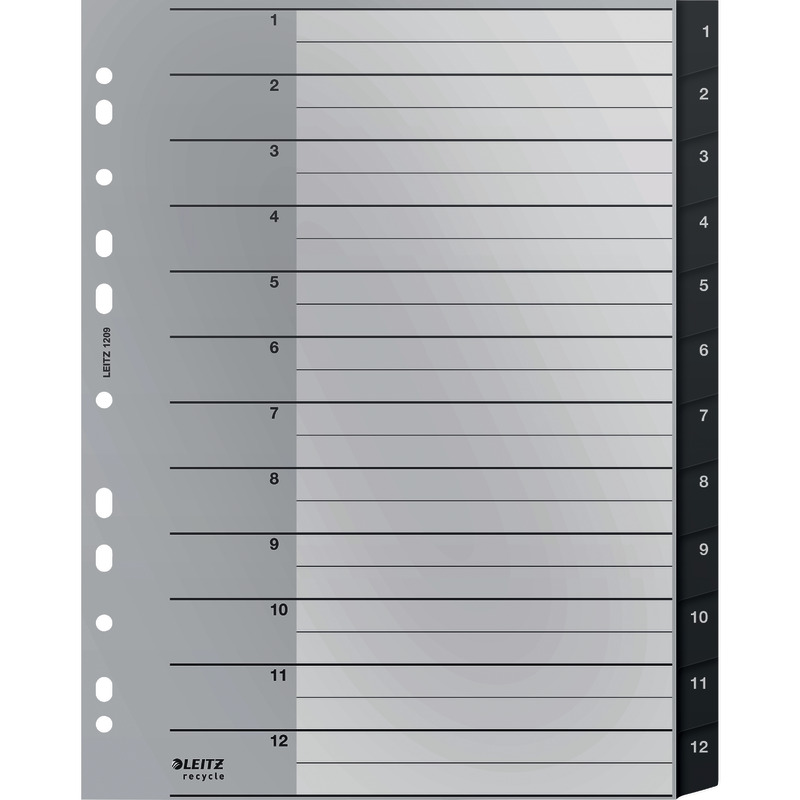 LEITZ Kunststoff-Register Recycle 1209, Taben 1 – 12