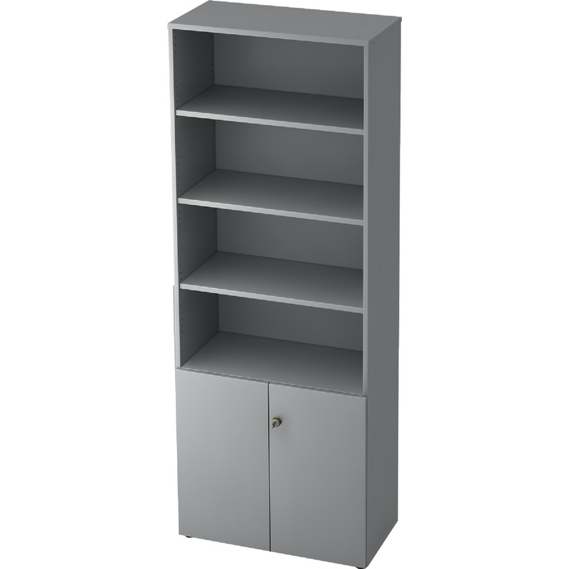 SoldanOffice Aktenschrank PROFI, 6 Ordnerhöhen inkl. 4 Regalelementen, B x H x T: 800 x 2.200 x 420 mm - lichtgrau