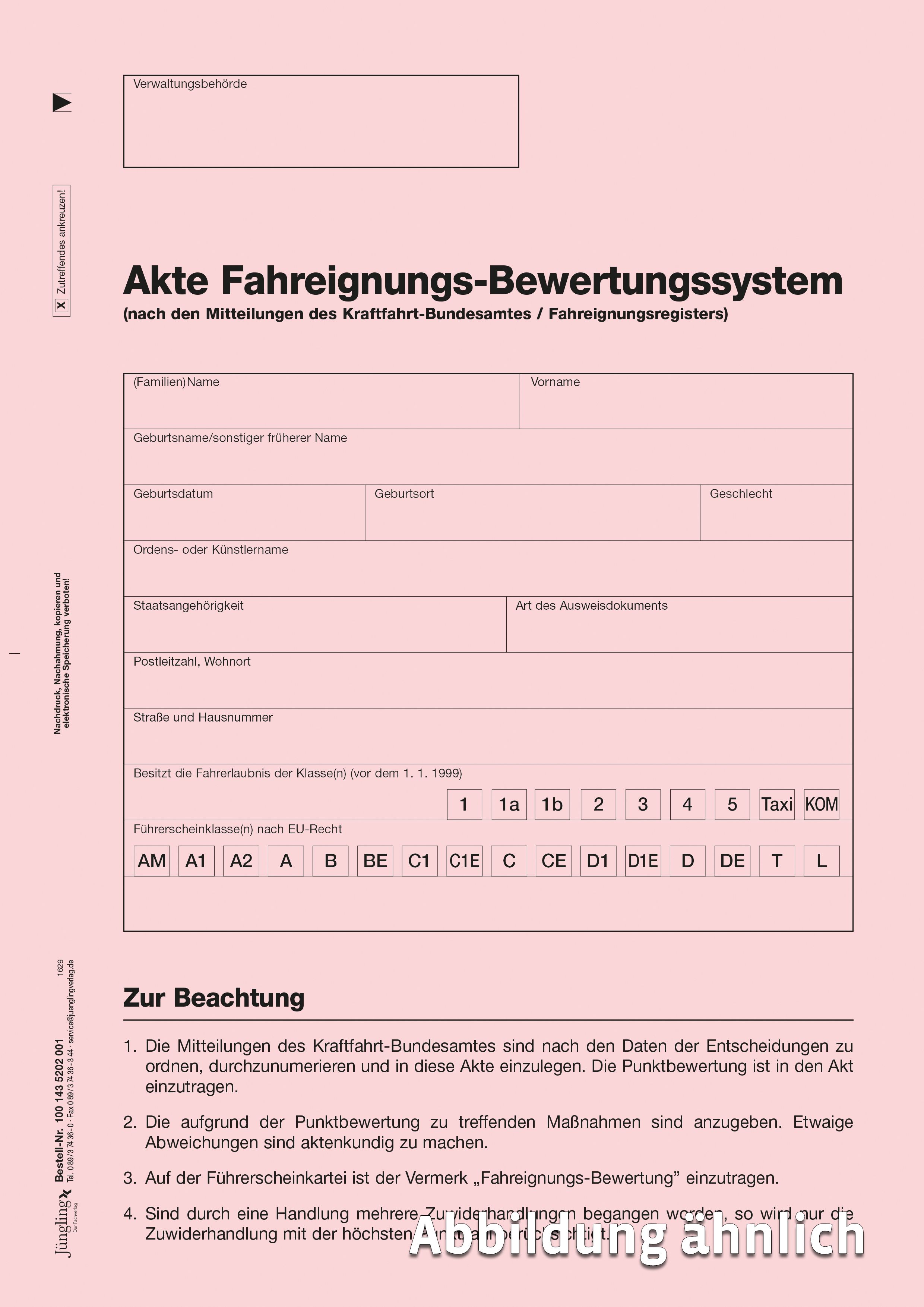 Akte Fahreignungs-Bewertungssystem, A4, rot, 4-seitig