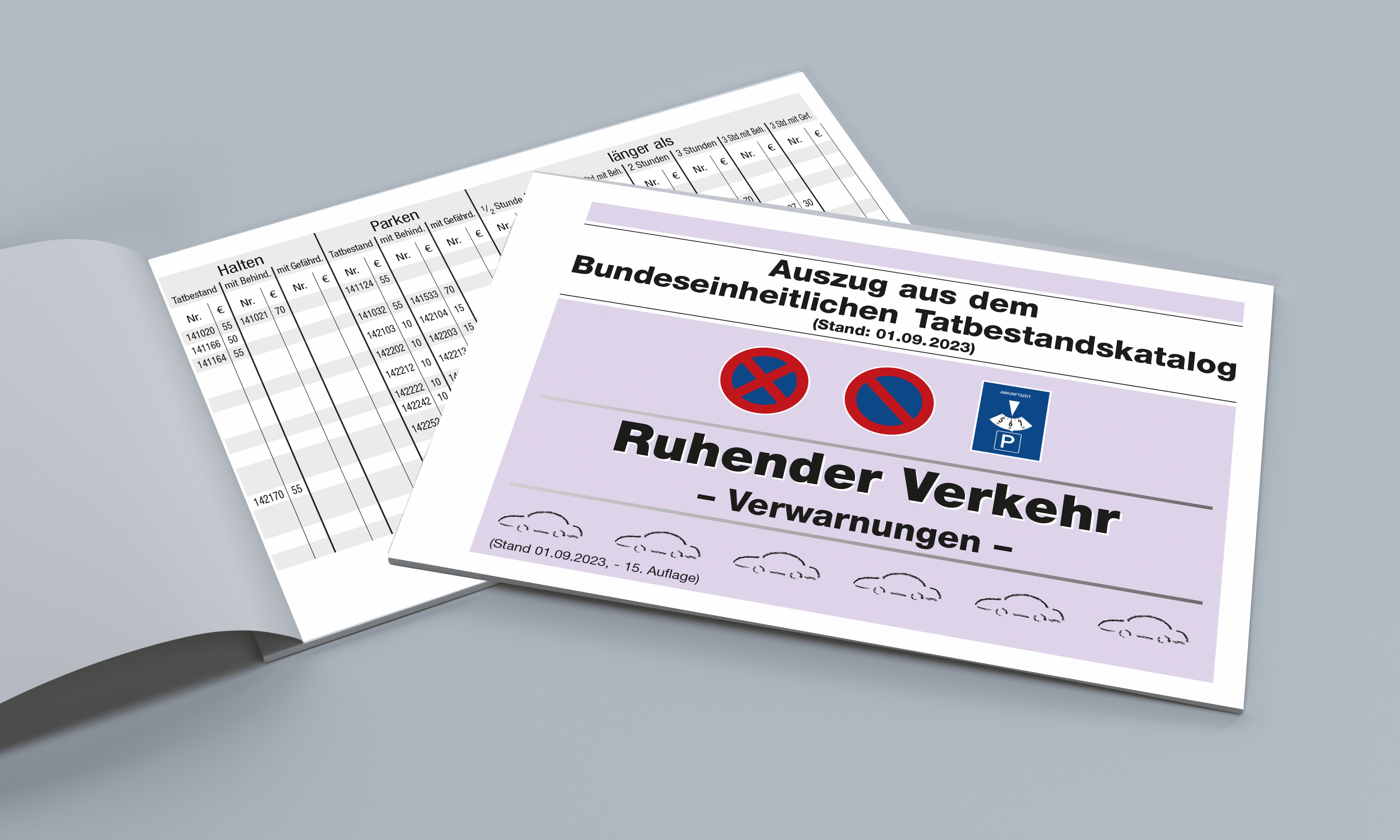 Auszug aus dem Bundeseinheitlichen Tatbestandskatalog Ruhender Verkehr, ab 01.09.2023, A6, gebündelt zu 50 Hefte