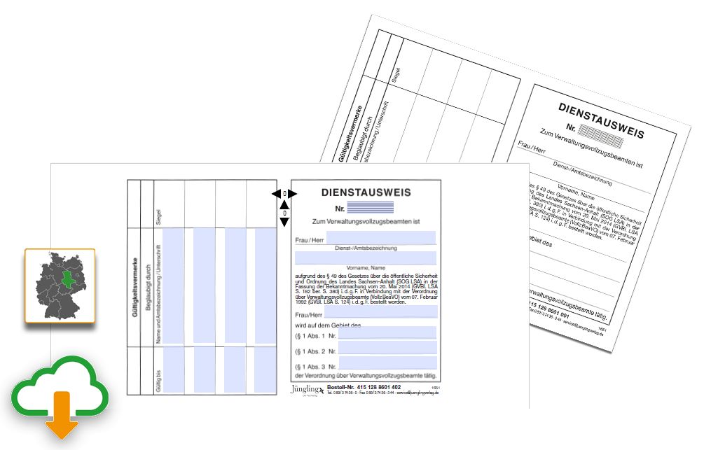 PDF Ausfüllhilfe für Dienstausweis 1151288601001, mit Druckanpassung