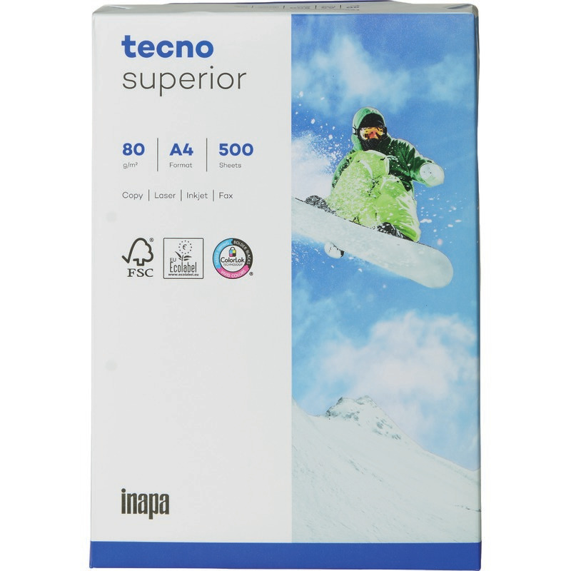 Kopierpapier tecno® superior, DIN A4, 80 g/m², 2-fach gelocht, Pack: 500 Blatt