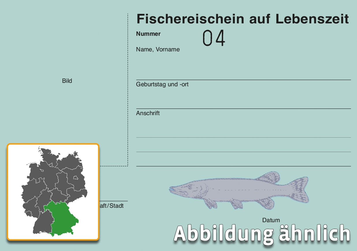 Fischereischein auf Lebenszeit, blau