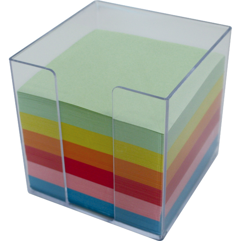 Metzger  Mendle Notiz- und Zettelbox glasklar, mit farbsortiertem Papier Metzger  Mendle Notiz- und Zettelbox glasklar, mit farbsortiertem Papier