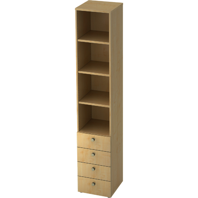 SoldanOffice Regal PROFI, schmal, 6 Ordnerhöhen, mit 4 Schubladen, B x H x T: 400 x 2.200 x 400 mm - Ahorn-Dekor