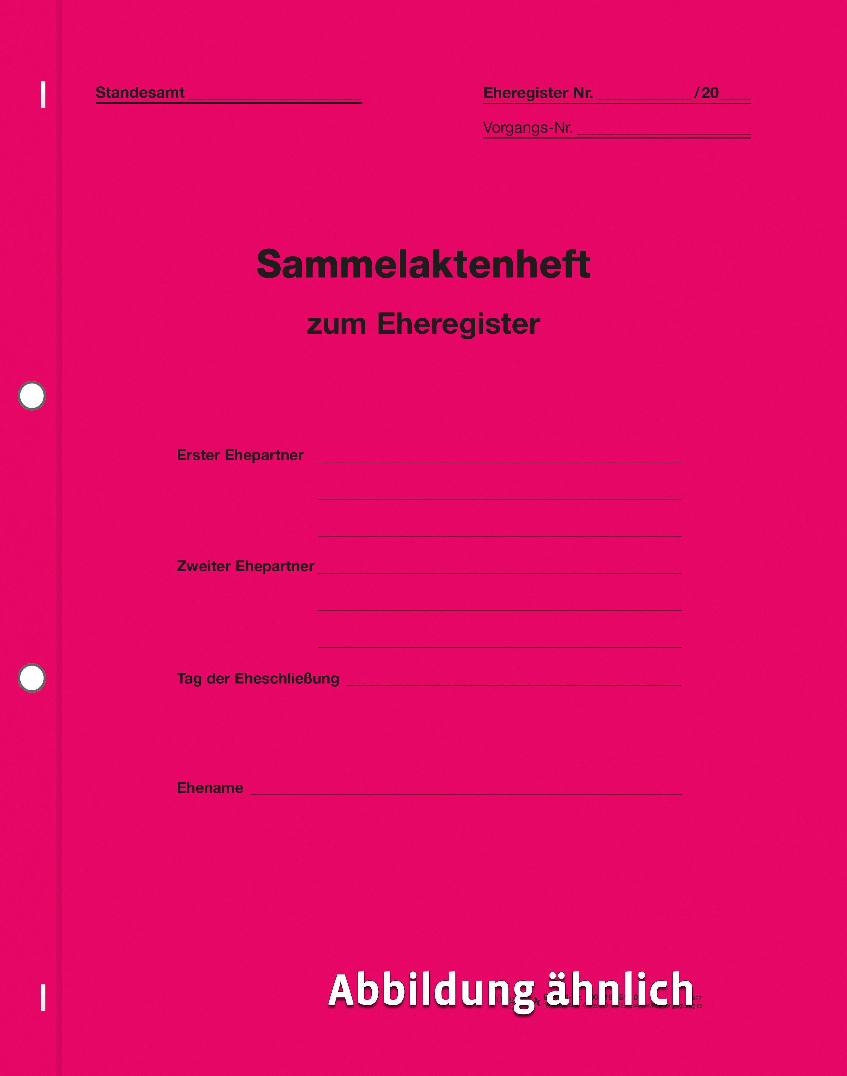 Sammelakten zum Eheregister mit Vorgangsnummer, rot