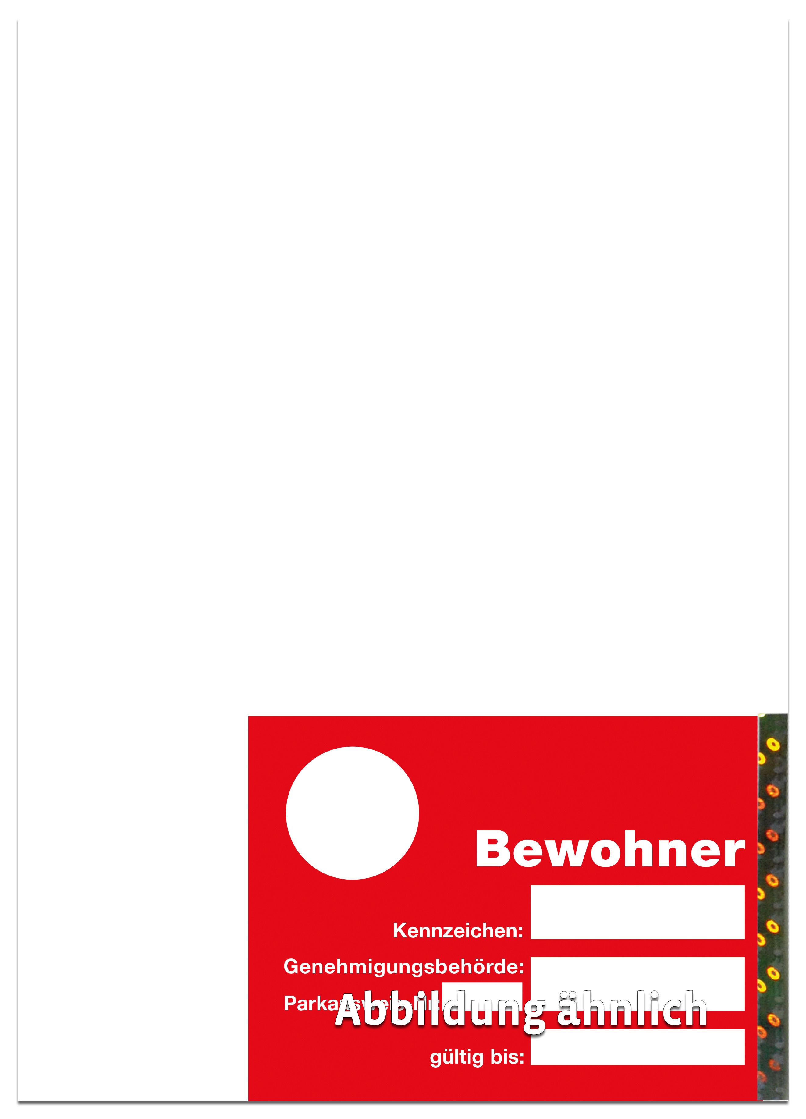 Bewohner-Parkausweis A4 mit Hologramm