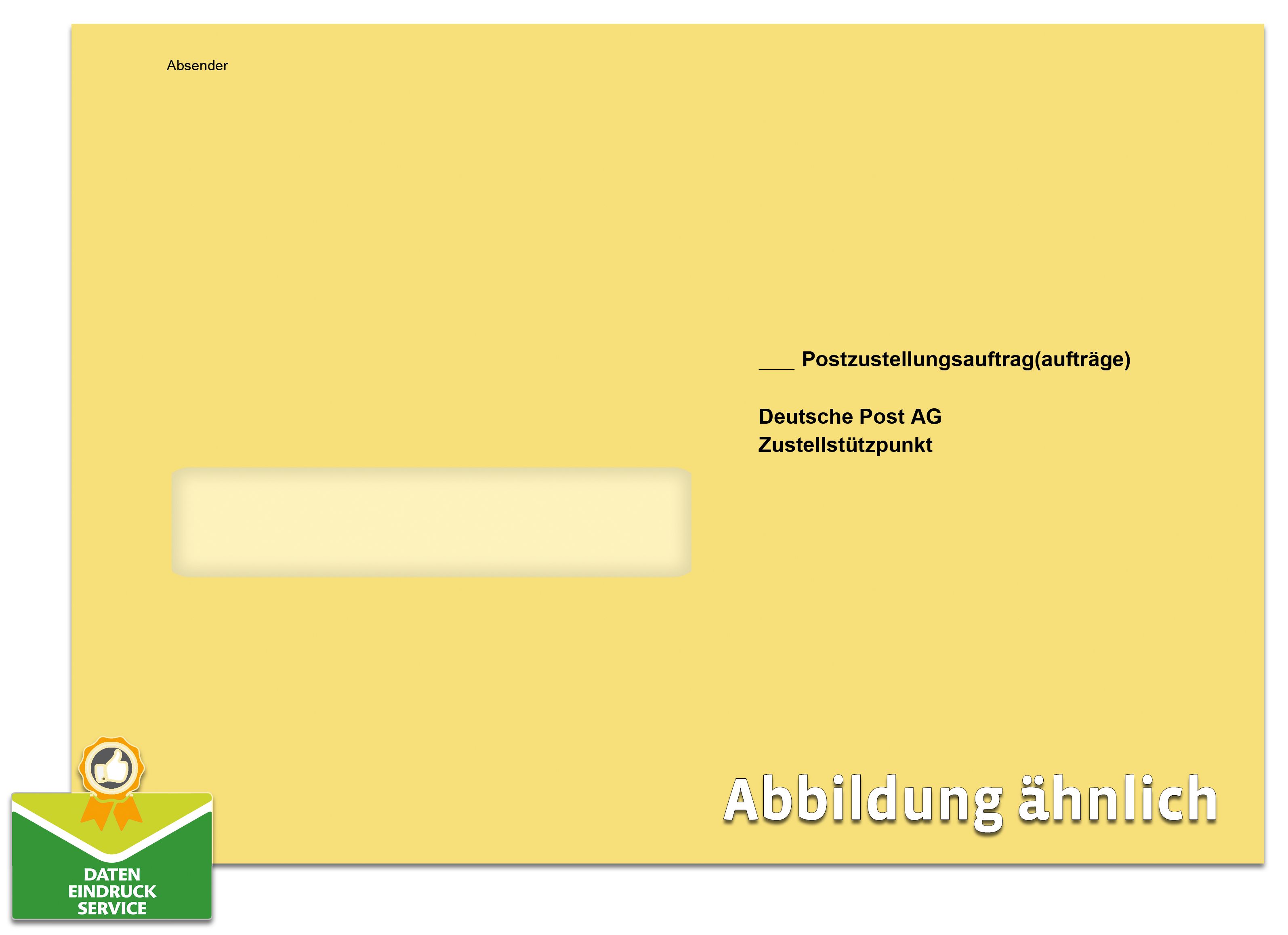 Zustellungsauftrag: Äußerer Umschlag mit Fenster, haftklebend, DIN B5