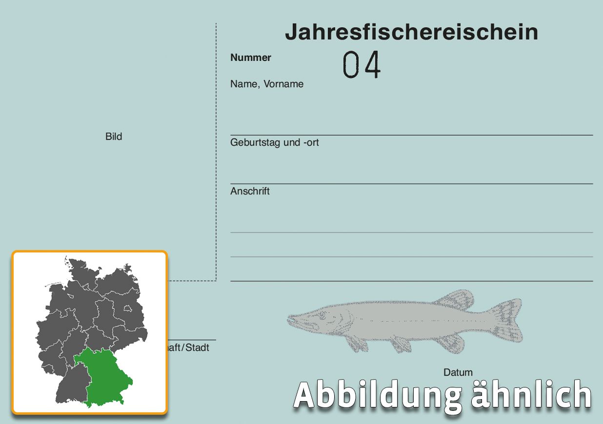 Jahresfischereischein für Touristen, A7 Schreibleinen blau