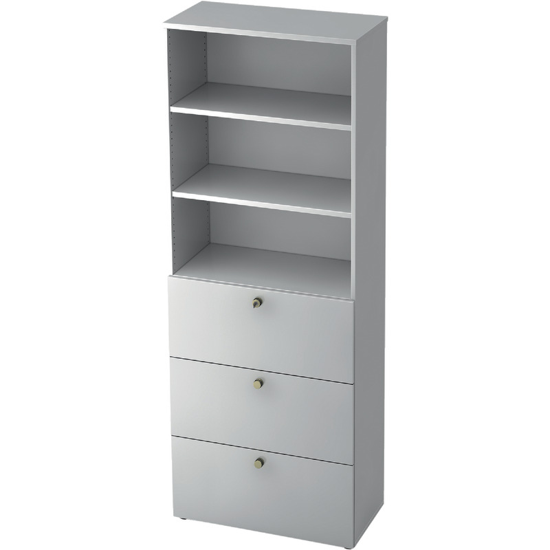 SoldanOffice Aktenschrank PROFI, 6 Ordnerhöhen mit 3 HR-Auszügen, B x H x T: 800 x 2.200 x 420 mm - weiß