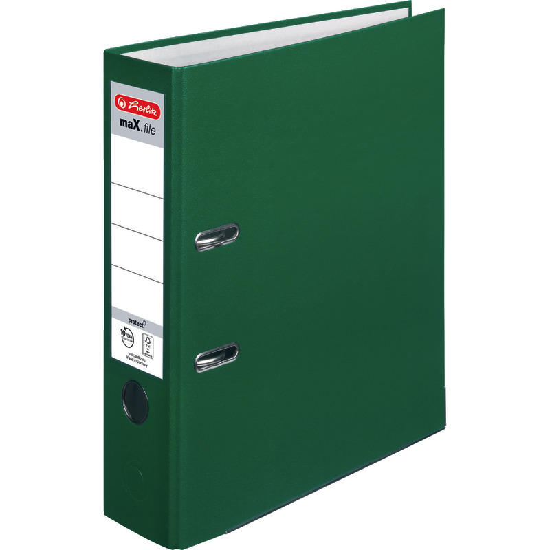 herlitz maX.file protect Ordner mit Folieneinband DIN A4, Rückenbreite 80 mm - grün