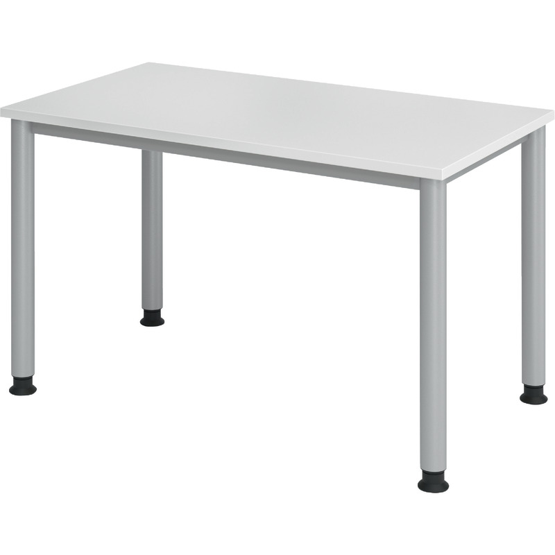 SoldanOffice Schreibtisch 4 Fuß-rund, Serie H, 1.200 x 670 mm - weiß