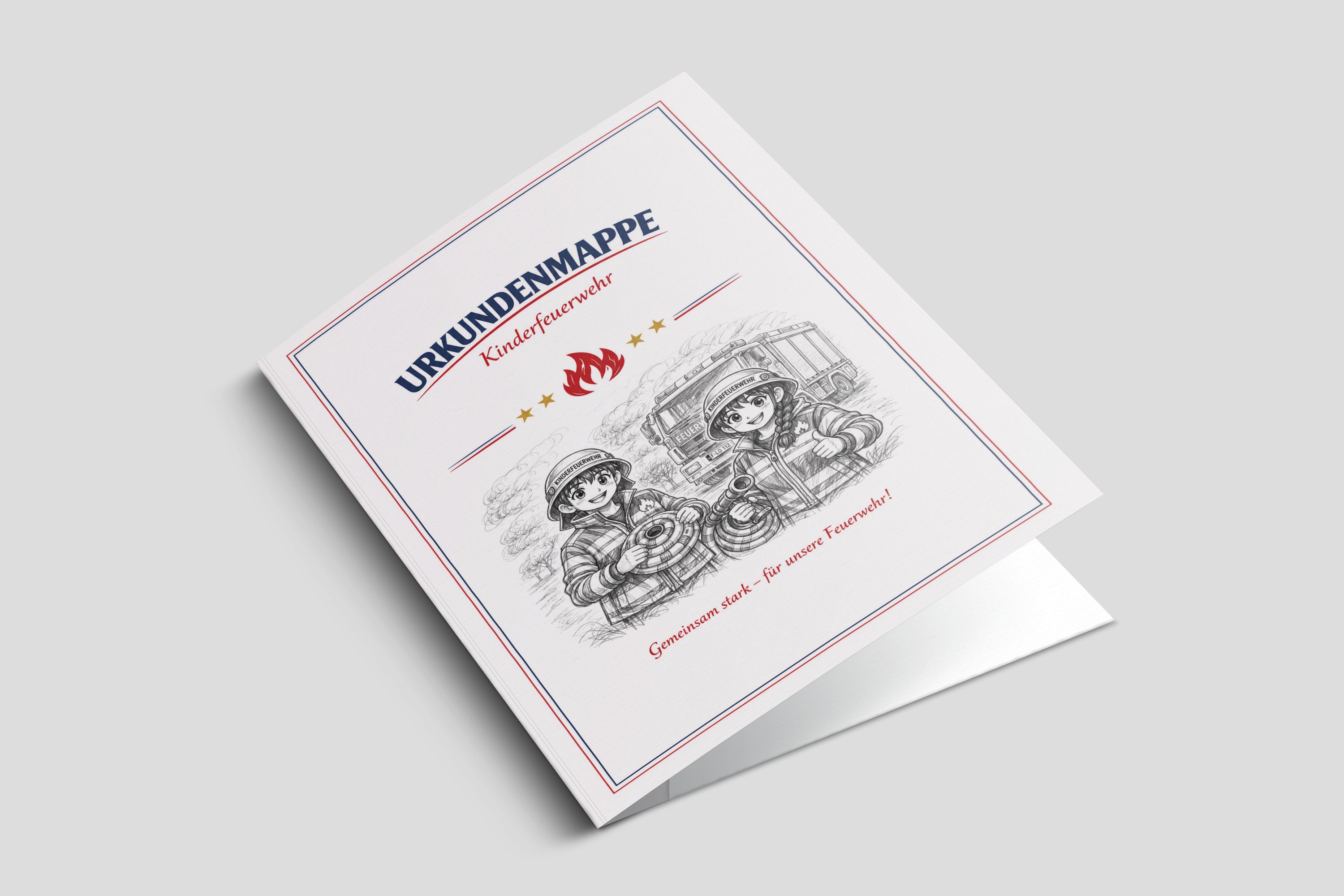 Feuerwehr-Urkundenmappe - Kinderfeuerwehr, weiß für DIN A4 Urkunden