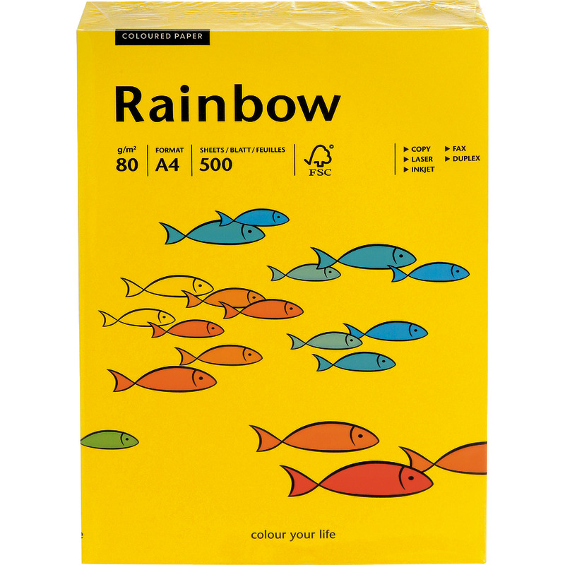 PAPYRUS  Kopierpapier Rainbow COLOURED PAPER, DIN A4, 80 g/m², Pack: 500 Blatt - intensivgelb