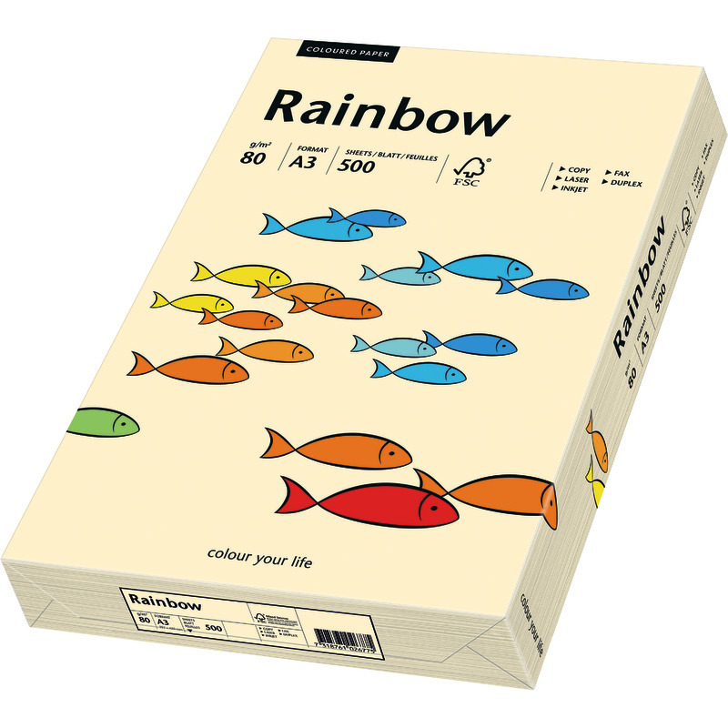 PAPYRUS  Kopierpapier Rainbow COLOURED PAPER, DIN A3, 80 g/m², Pack: 500 Blatt - chamois