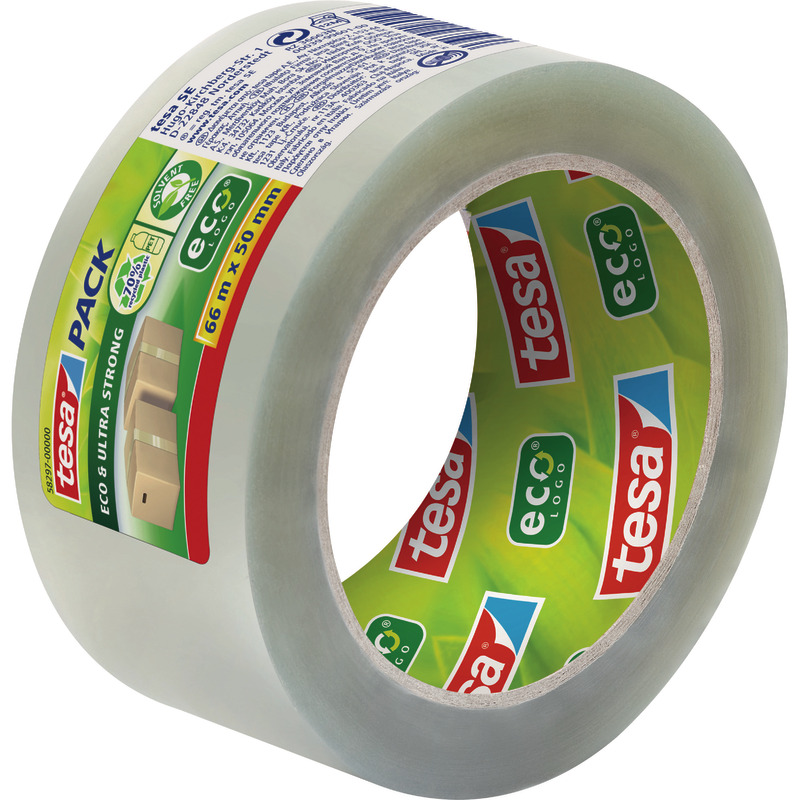 tesapack® Packband PP Eco  Ultra Strong, 50 mm x 66 m - transparent