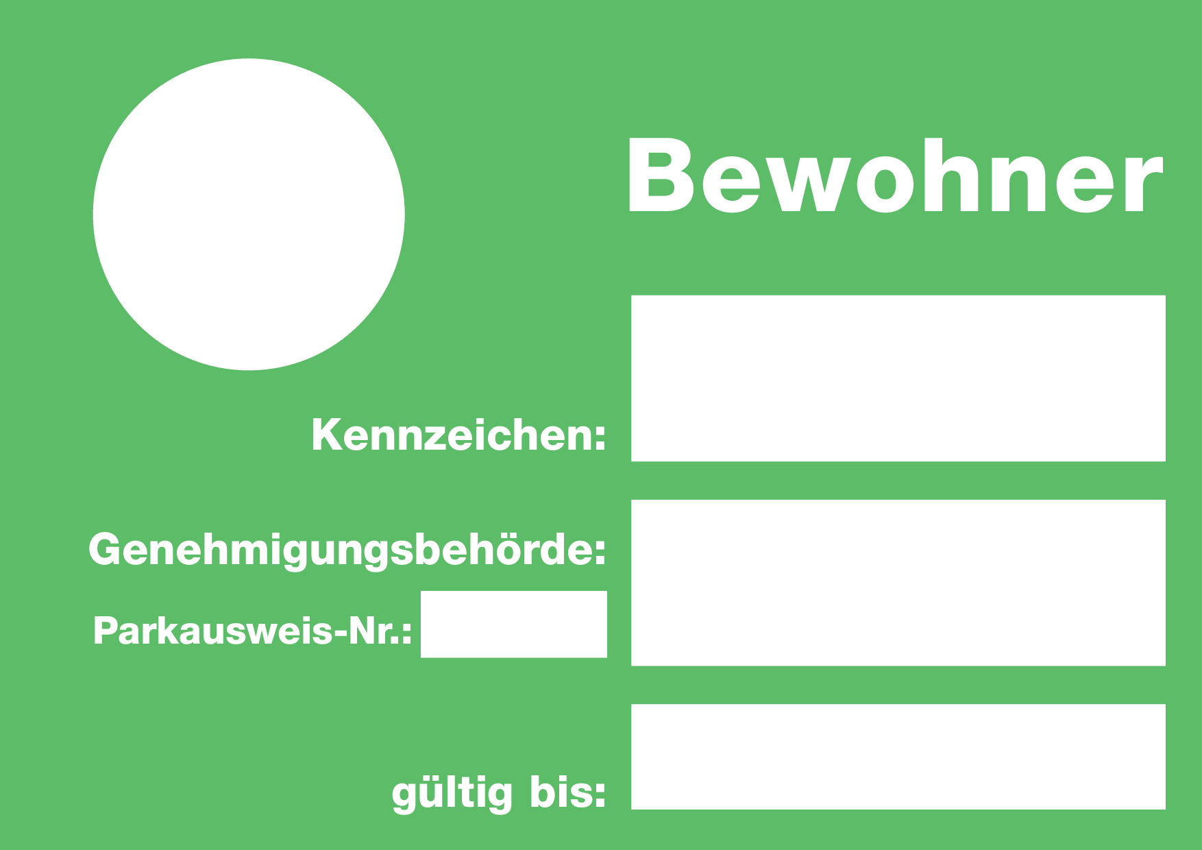 Bewohner-Parkausweis, A6, Karton, grün