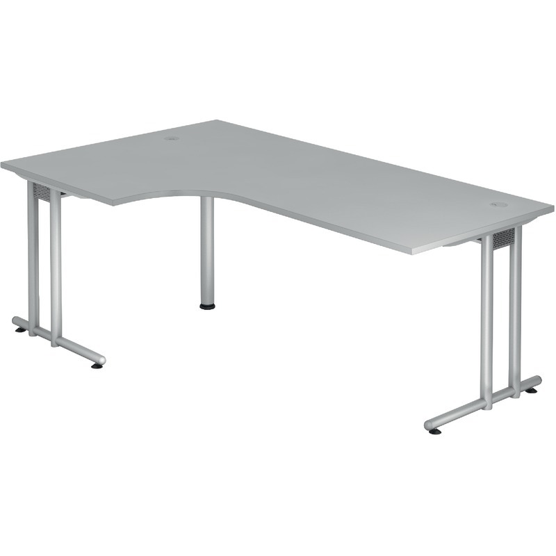 SoldanOffice Winkelschreibtisch PRAKTIKA, rechts/links anbaubar, B x H x T: 2.000 x 720 x 1.200 – 800 mm - lichtgrau