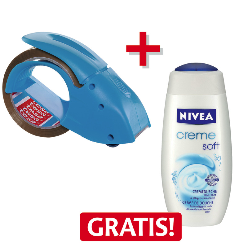 tesa Packbandabroller tesa® pack‘n‘go + Nivea Pflegedusche GRATIS - blau