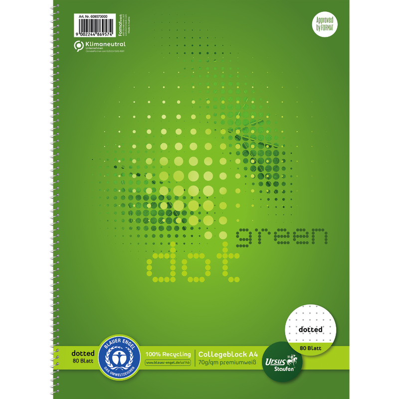 Staufen green Collegeblock Lineatur dotted DIN A4, Punkteraster