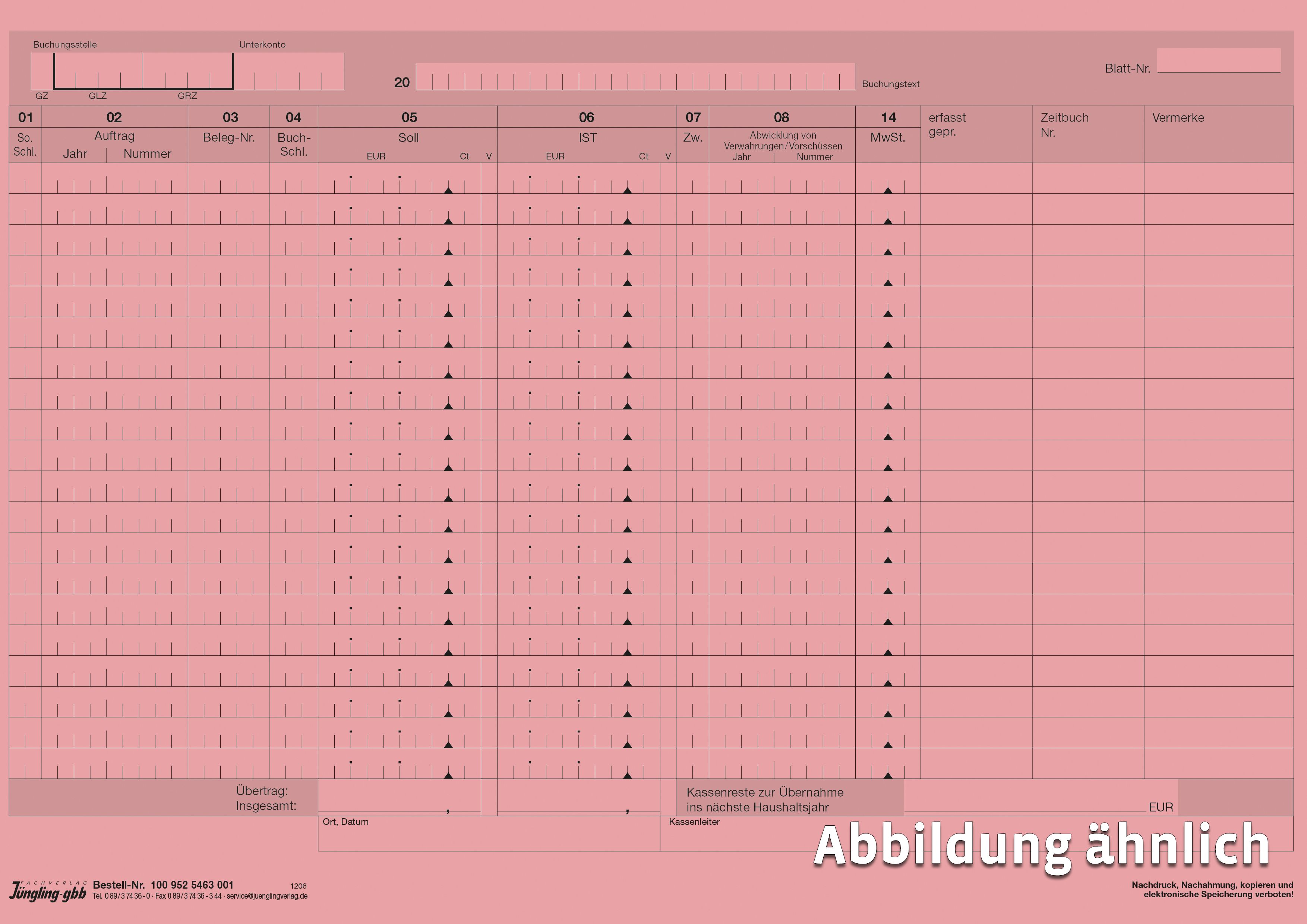 Fortsetzungsblatt, rosa, DIN A4