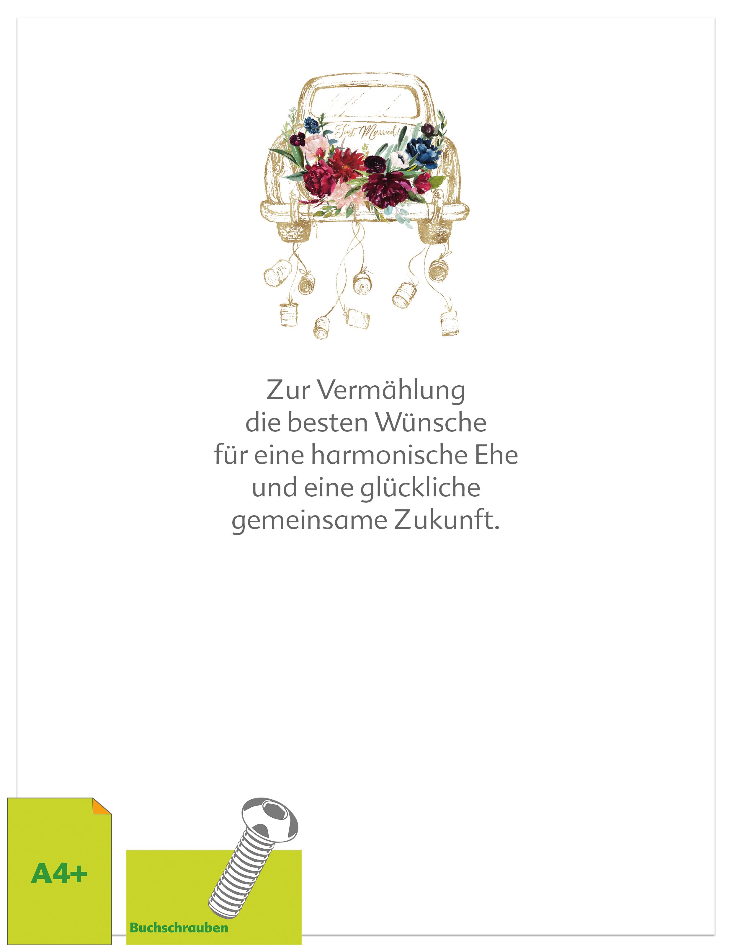 Vorsatzblatt Auto Just Married