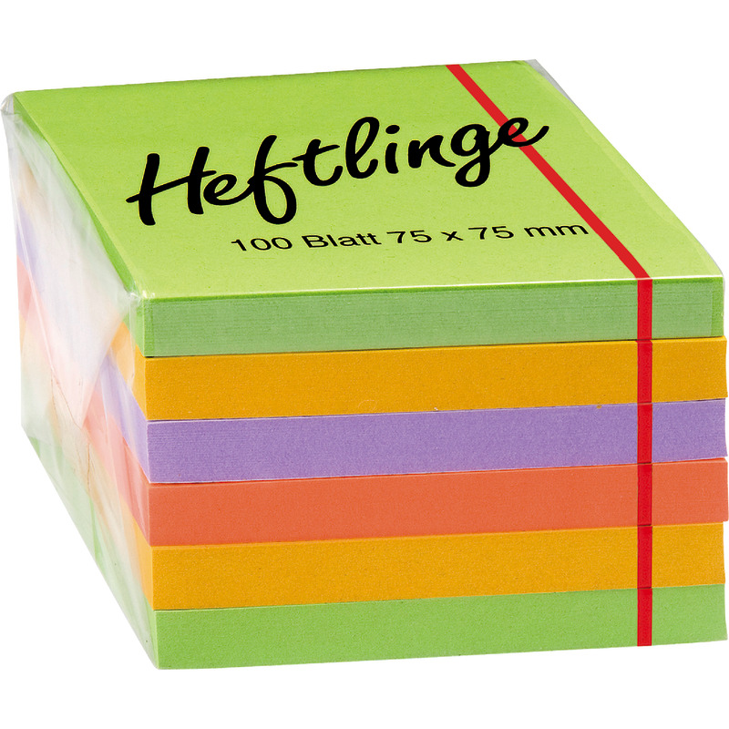 INFO NOTES Haftnotizen SPRING-MIX, 75 x 75 mm, farbig sortiert, Packung: 6 Block