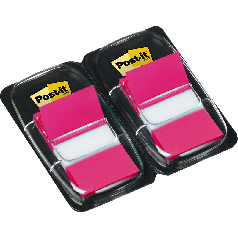 Post-it® Index Haftstreifen, Standard 680, 25.4 mm x 43.2 mm, Packung: 2 Stück a´50 Stück - pink