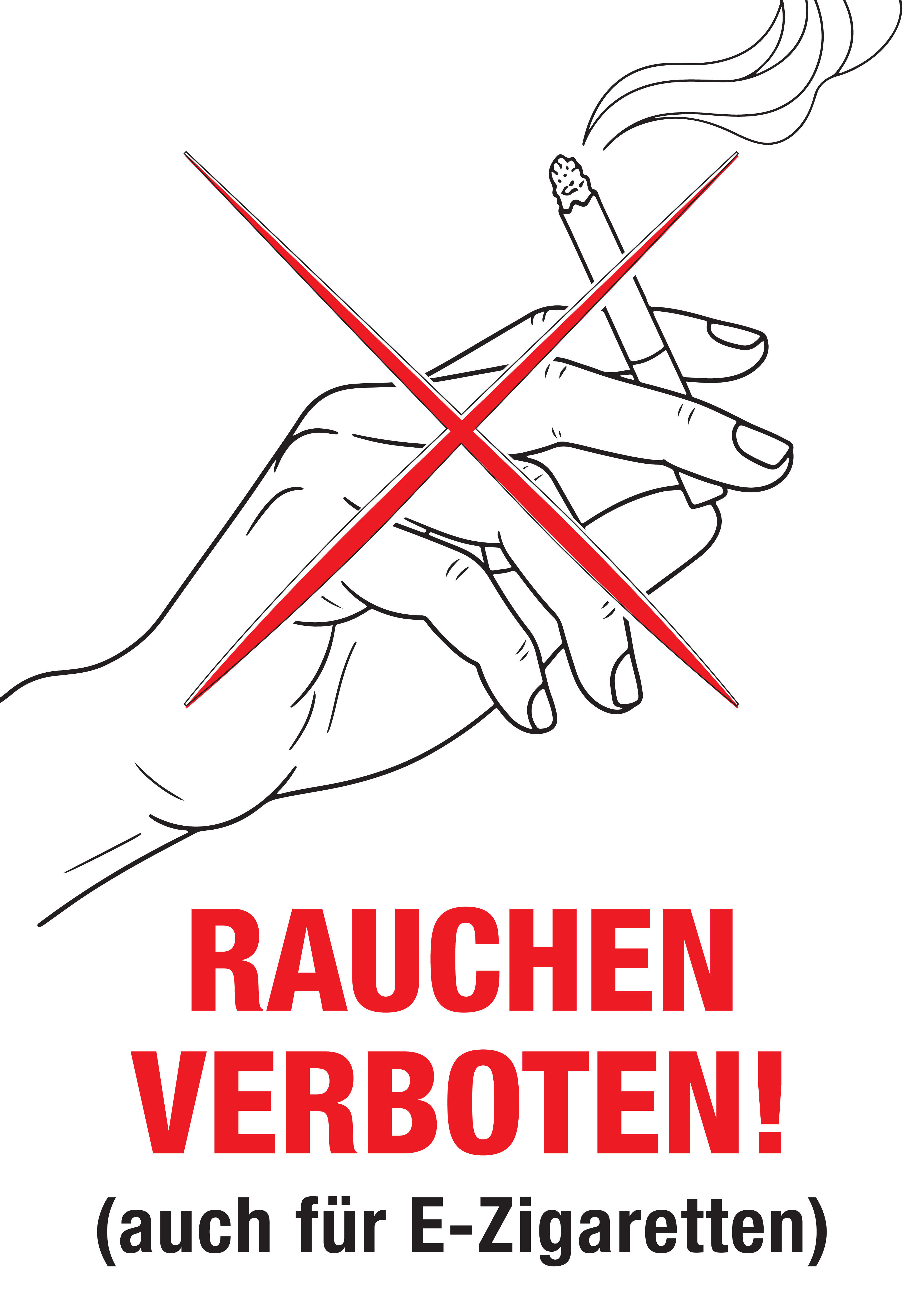 Plakat Rauchen verboten auch für E-Zigaretten A3, farbig