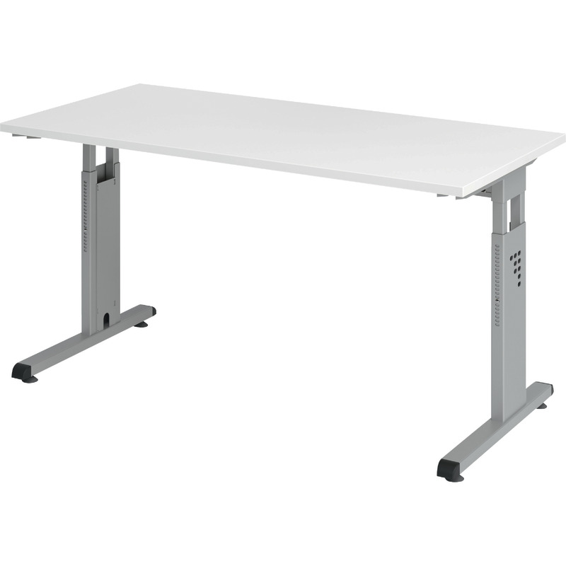 SoldanOffice Schreibtisch C-Fuß 1.400 x 670 mm, Gestell silber - weiß