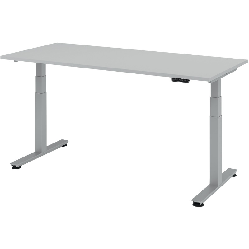 SoldanOffice Schreibtisch Ergonomic Aktiv T XDSM, Rechteckform, B x H x T: 1.800 x 635 - 1.285 x 800 mm - lichtgrau