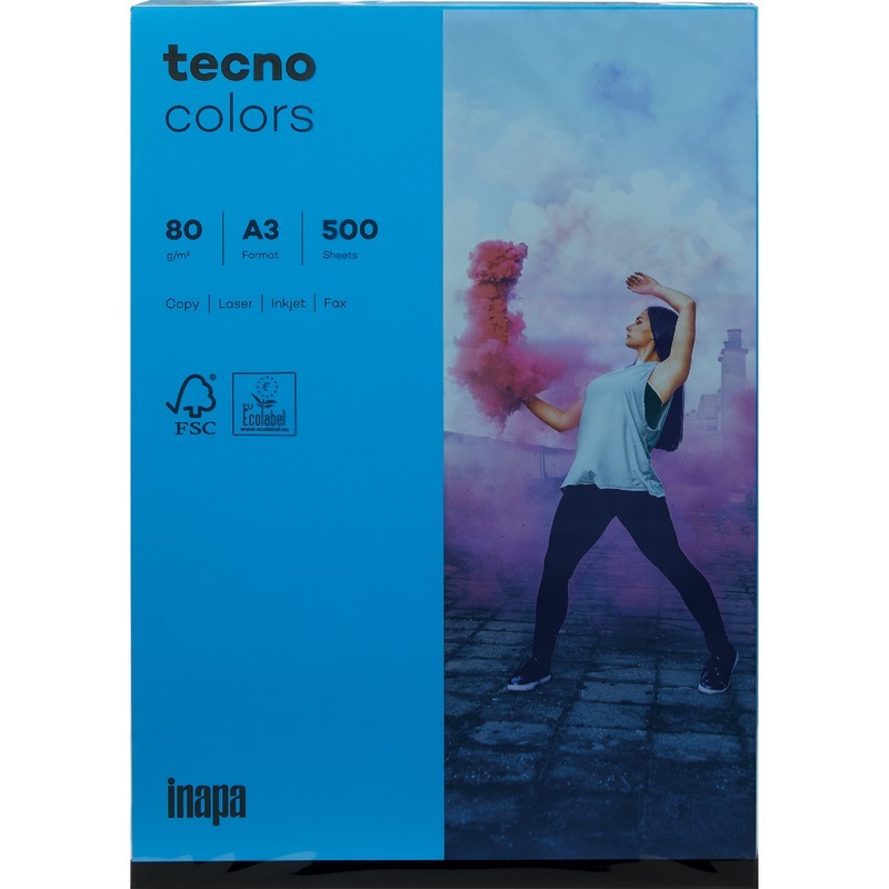 Kopierpapier tecno® colors, DIN A3, 80 g/m², Pack: 500 Blatt - intensivblau