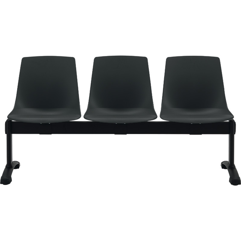 Bisley Traversenbank BLOOM mit Sitzen aus Kunststoff, 3-Sitzer - anthrazit