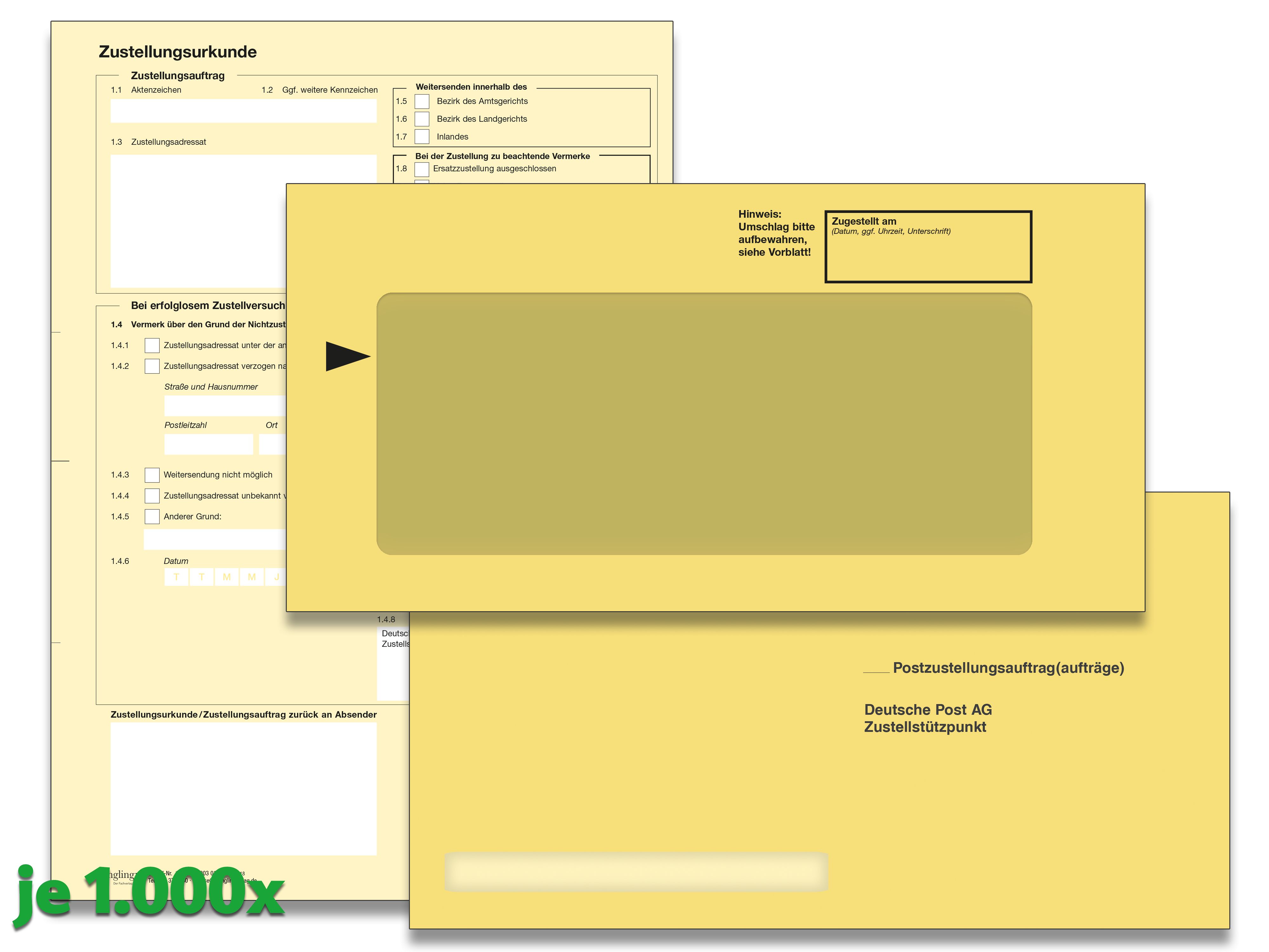 Gerichtsvollzieher Zustellungs-Paket für EDV-Verfahren mit PZU