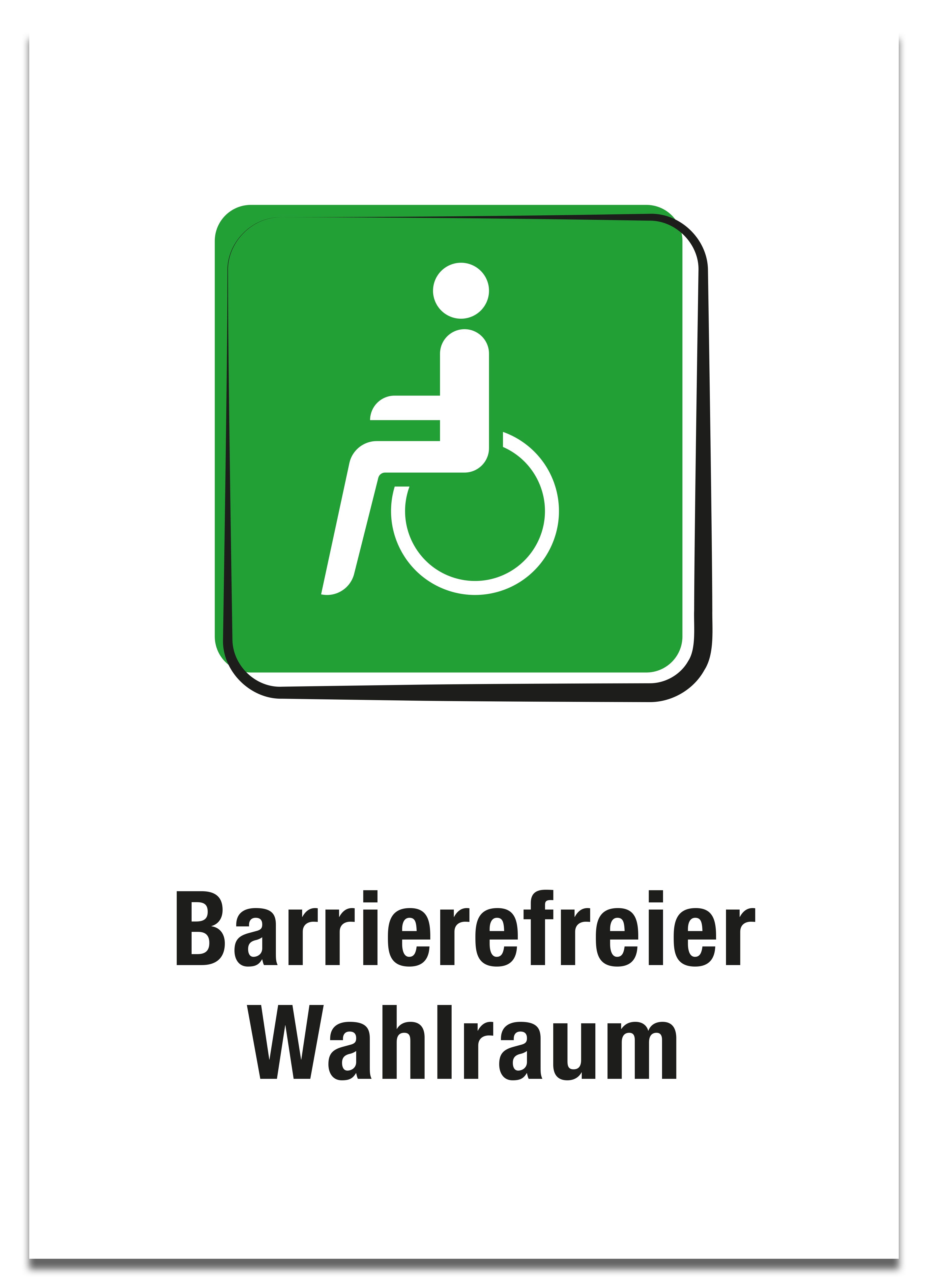Plakat Barrierefreier Wahlraum (mit Piktogramm) A3, farbig