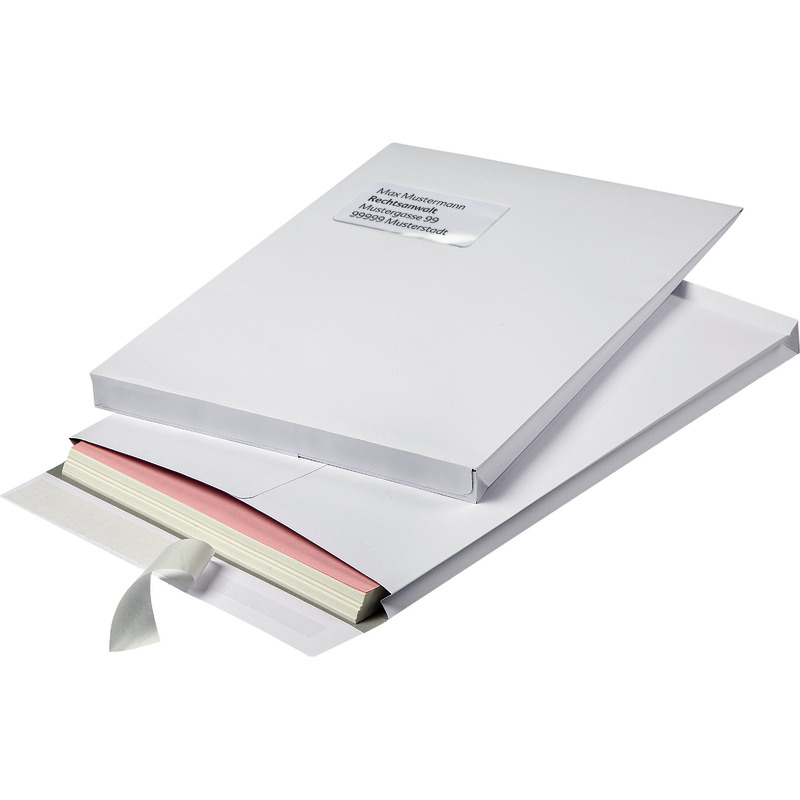 BONG Versandtasche DIN C4 mit Seitenfalte und 20 mm Stehboden, weiß, mit Fenster, Pack: 100 Stück BONG Versandtasche DIN C4 mit Seitenfalte und 20 mm Stehboden, weiß, mit Fenster, Pack: 100 Stück