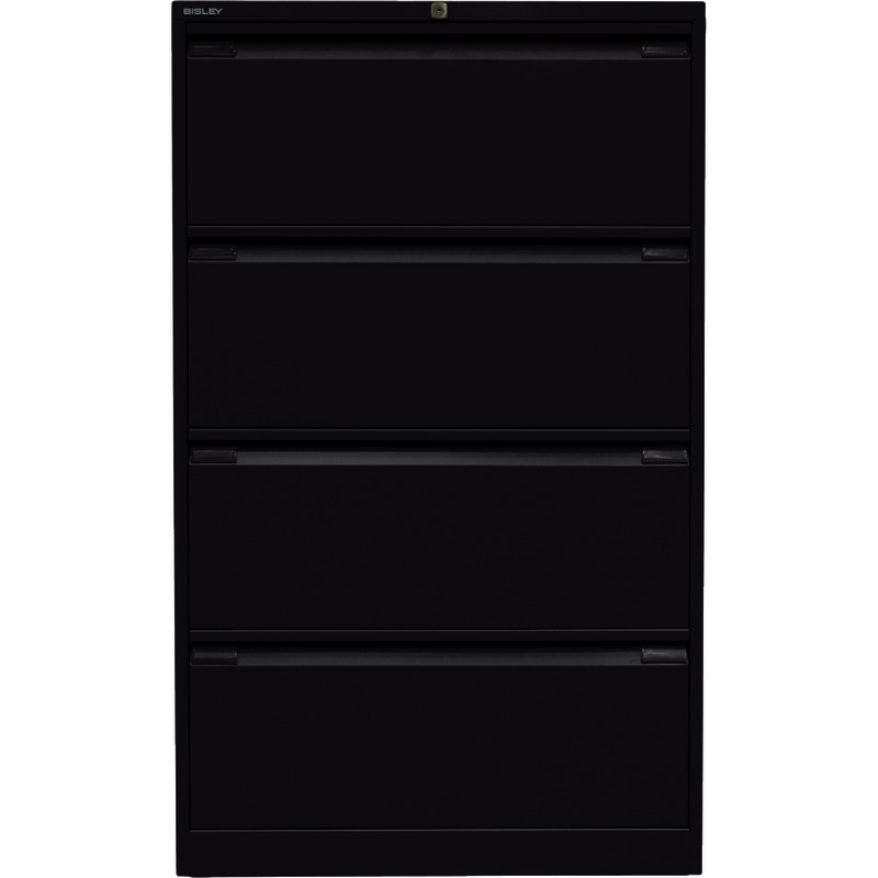 BISLEY Hängeregistraturschrank, zweibahnig, 4 Schubladen - tiefschwarz