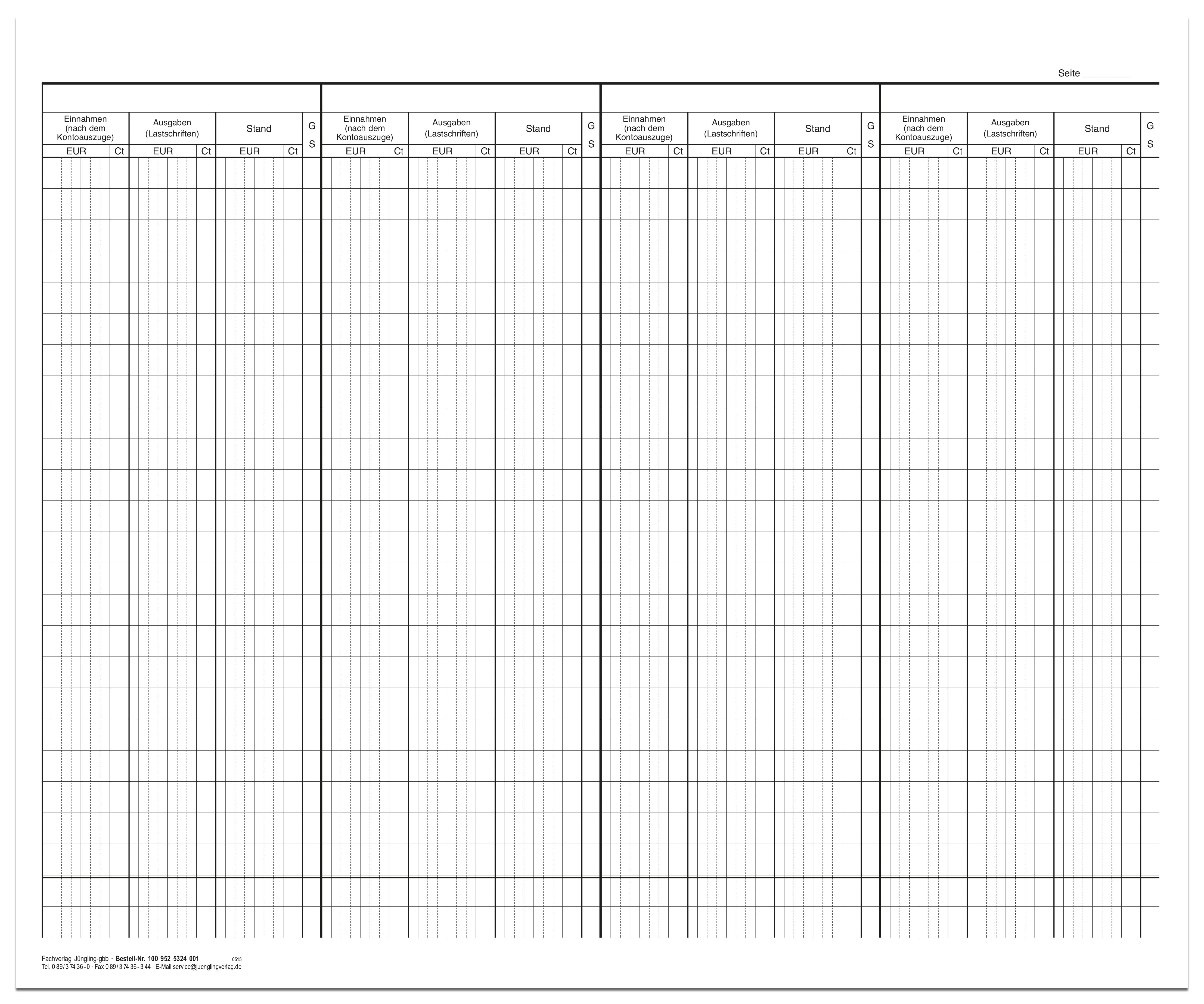 Kontogegenbuch 6-spaltig - Einlagebogen, 4-seitig