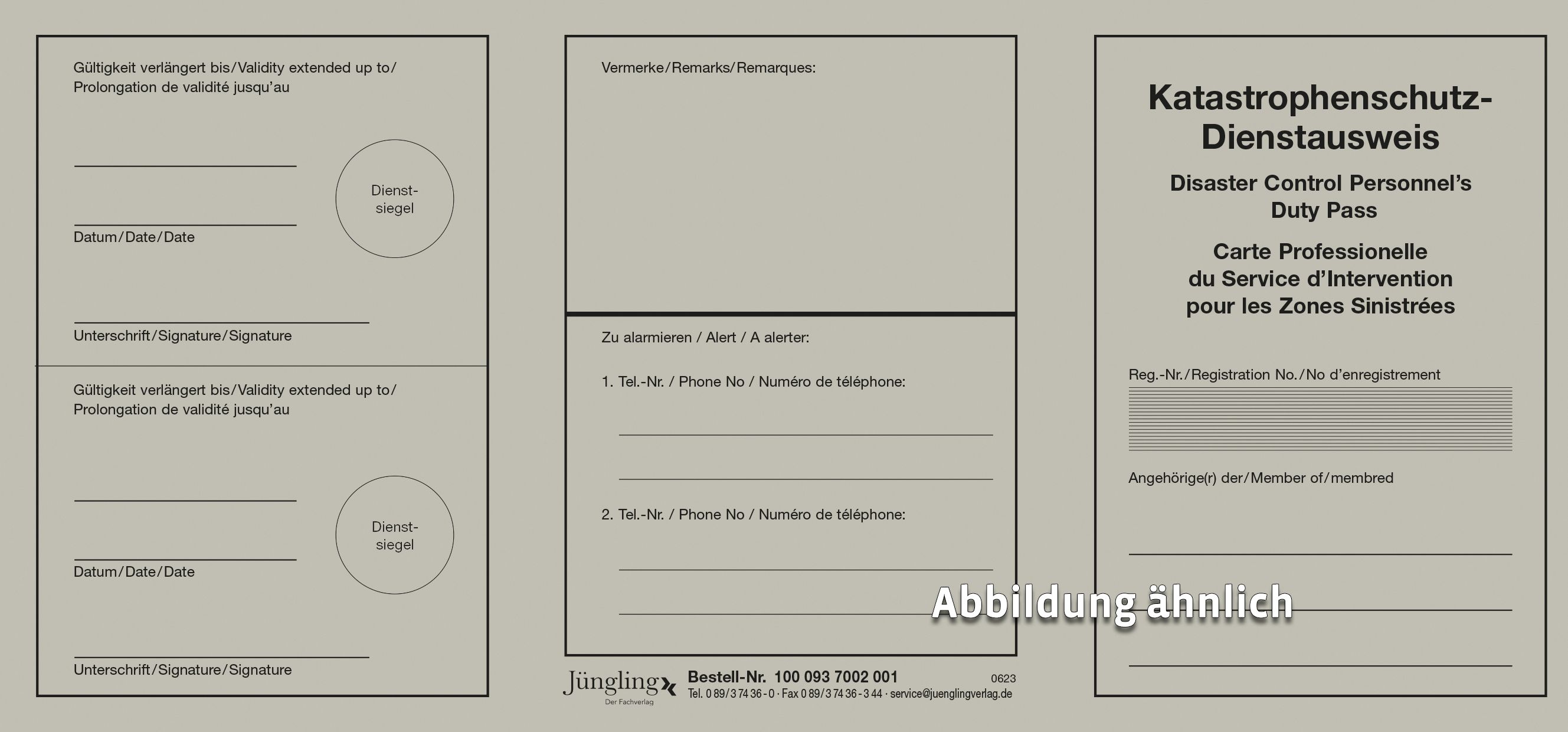 Dienstausweis Katastrophenschutz, DIN lang, grau, VKE 5 Stück