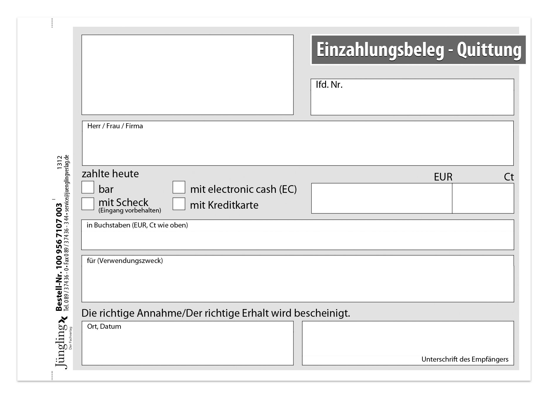 Quittung für eine Forderung, mit laufender Nummer, Block, A6, 50 Satz, 3-fach ME: Bloc