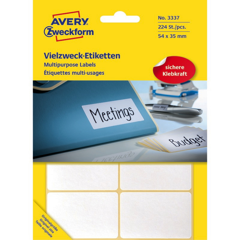 AVERY® Zweckform Universal-Etiketten 3337, B x H: 54 x 35 mm, Pack: 224 Stück