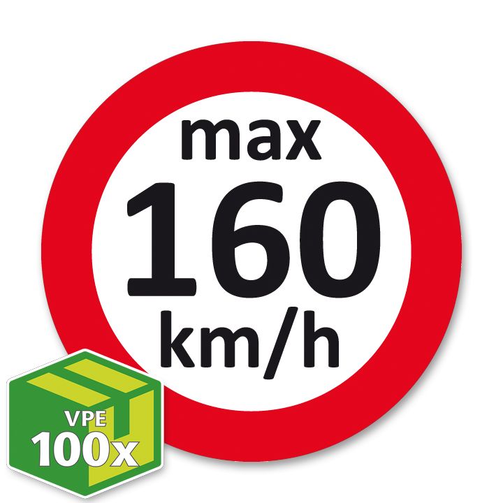 Geschwindigkeitsaufkleber für den Fahrzeuginnenraum max. 160 km/h
