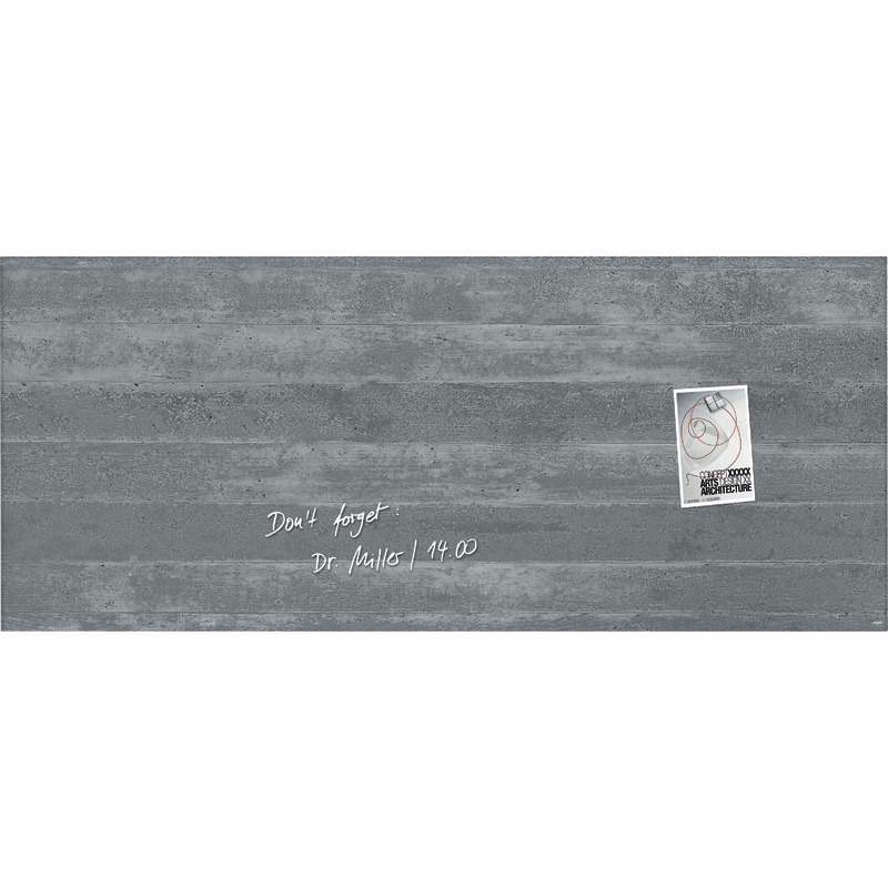 sigel Glas-Magnettafel artverum®, inkl. SuperDym-Magnete, 1.300 x 550 x 18 mm - Beton