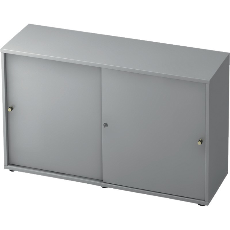 SoldanOffice Schiebetürenschrank PROFI, 2 Ordnerhöhen, B x H x T: 1.200 x 791 x 420 mm - lichtgrau