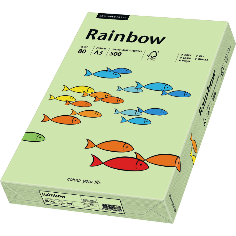 PAPYRUS  Kopierpapier Rainbow COLOURED PAPER, DIN A3, 80 g/m², Pack: 500 Blatt - hellgrün PAPYRUS  Kopierpapier Rainbow COLOURED PAPER, DIN A3, 80 g/m², Pack: 500 Blatt - hellgrün