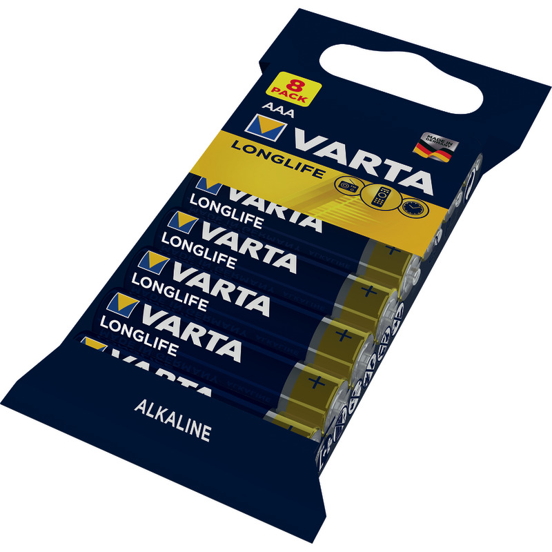 VARTA Batterien Alkaline Longlife, Mikro (AAA), Packung: 8 Stück