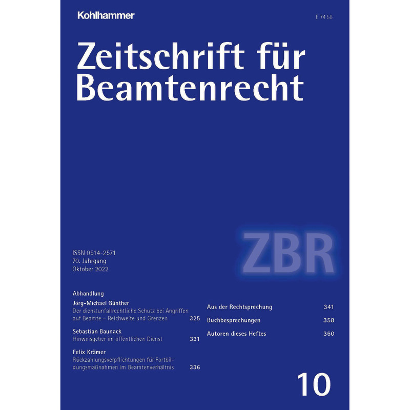 Zeitschrift für Beamtenrecht  - Abonnement Zeitschrift für Beamtenrecht  - Abonnement